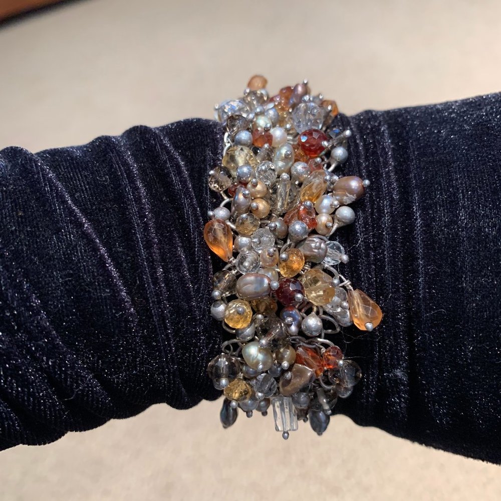 Sterling silver crystal beaded bracelet